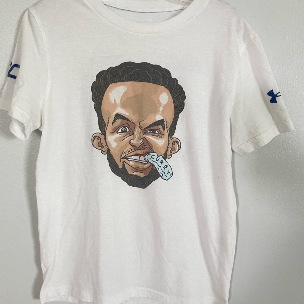 Under Armour White Graphic Tee with Steph Curry size youth small